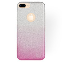 Луксозен силиконов гръб ТПУ с брокат за Apple iPhone 7 Plus 5.5 / Apple iPhone 8 Plus 5.5 преливащ сребристо към розово 